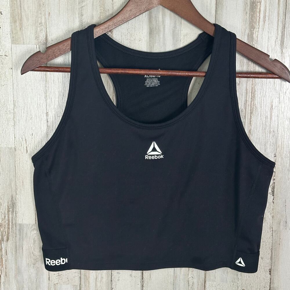 Reebok Racerback Sports Bra XL Black EUC Double Lined Gym Athleisure Sportswear